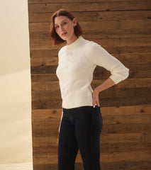 Hatley Sweaters | Women Petal Cable Sweater - Winter White