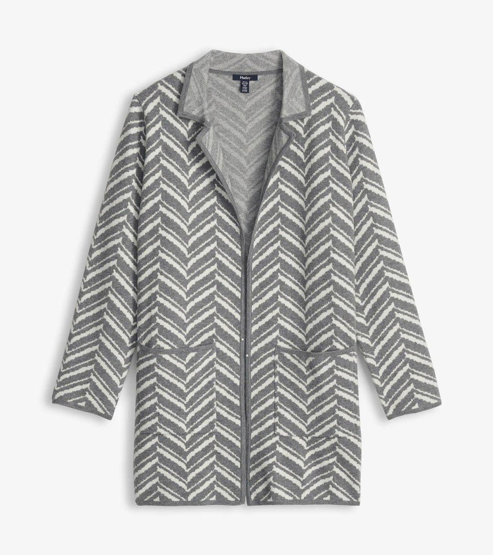 Hatley Sweaters | Women Sweater Blazer - Grey Chevron