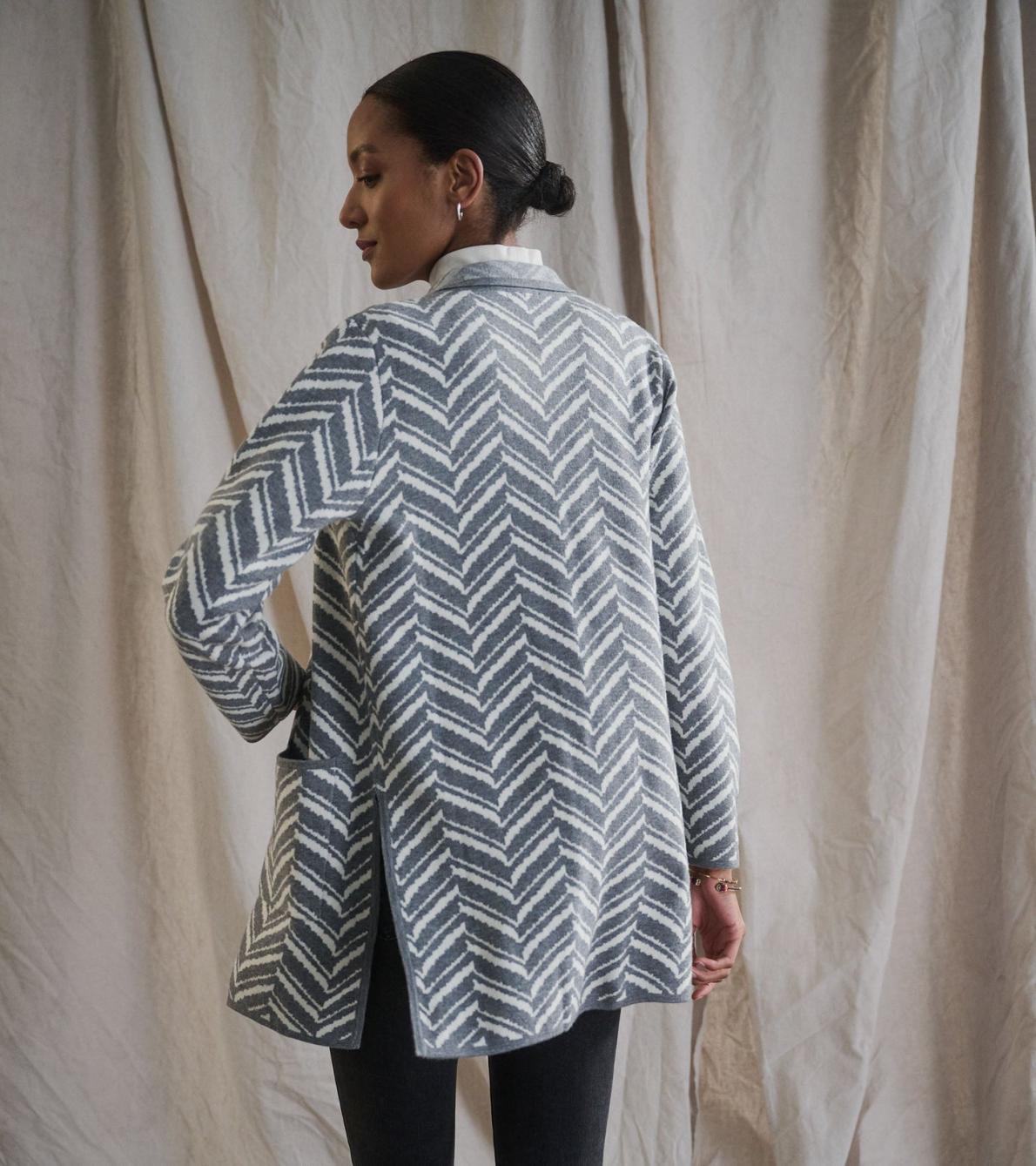 Hatley Sweaters | Women Sweater Blazer - Grey Chevron