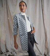 Hatley Sweaters | Women Sweater Blazer - Grey Chevron