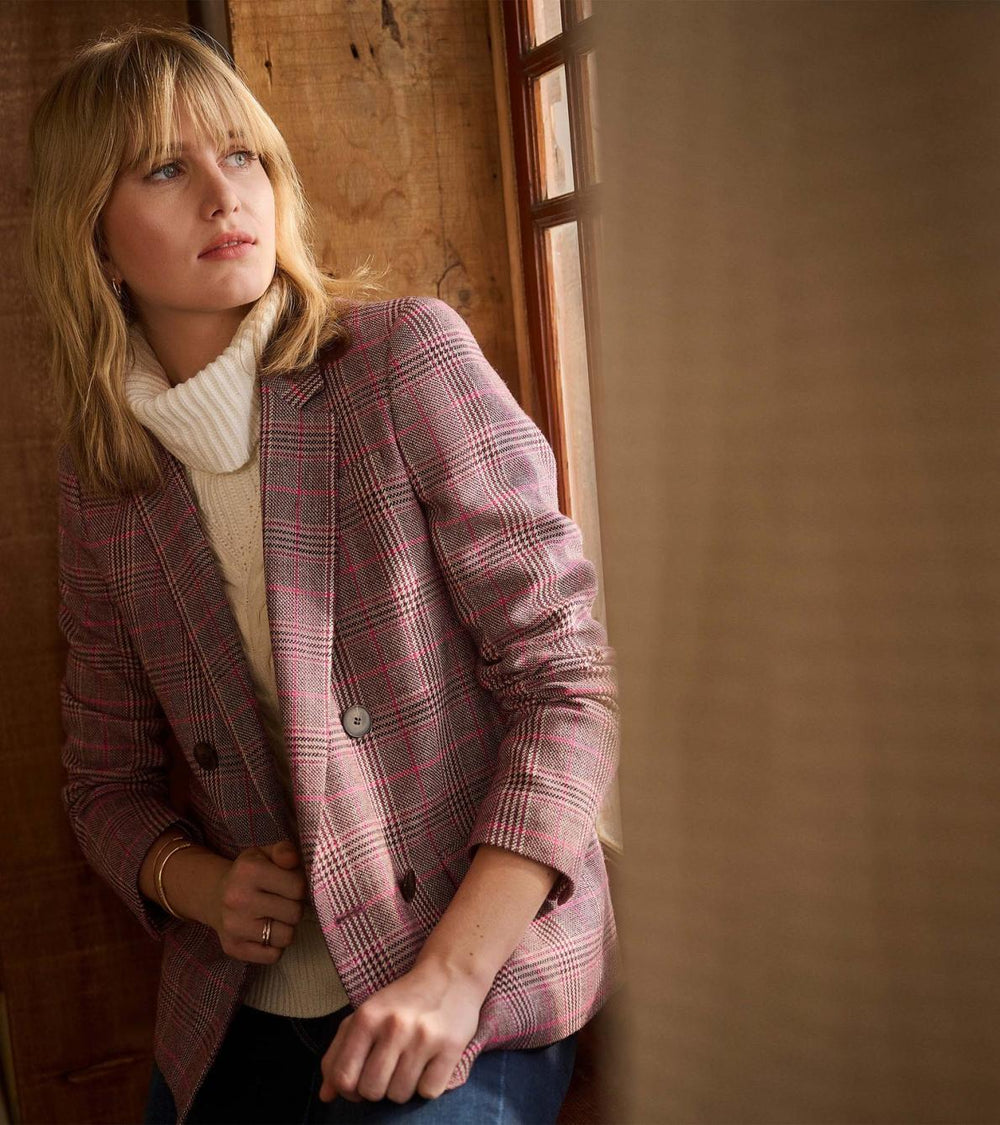 Hatley Sweaters | Women Tori Semi-Fitted Blazer - Taupe Check