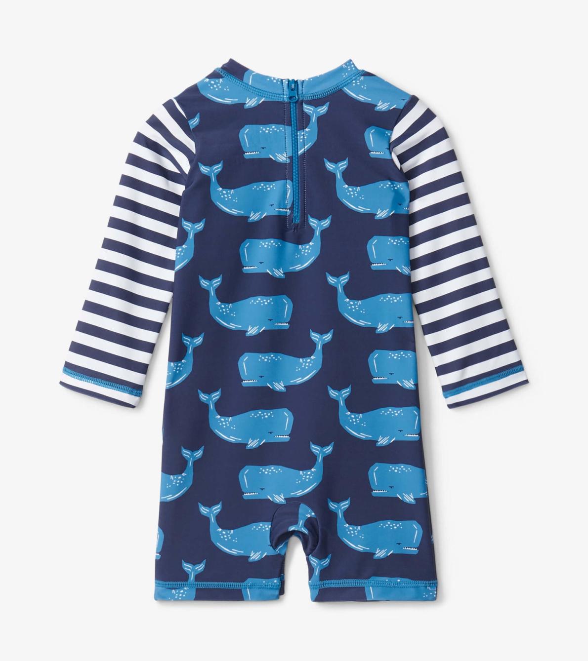 Hatley Swimwear | Baby &amp; Toddler Block Whales Baby One-Piece Rashguard