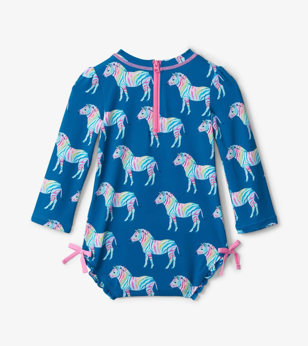 Hatley Swimwear | Baby &amp; Toddler Rainbow Zebra Baby Rashguard Swimsuit