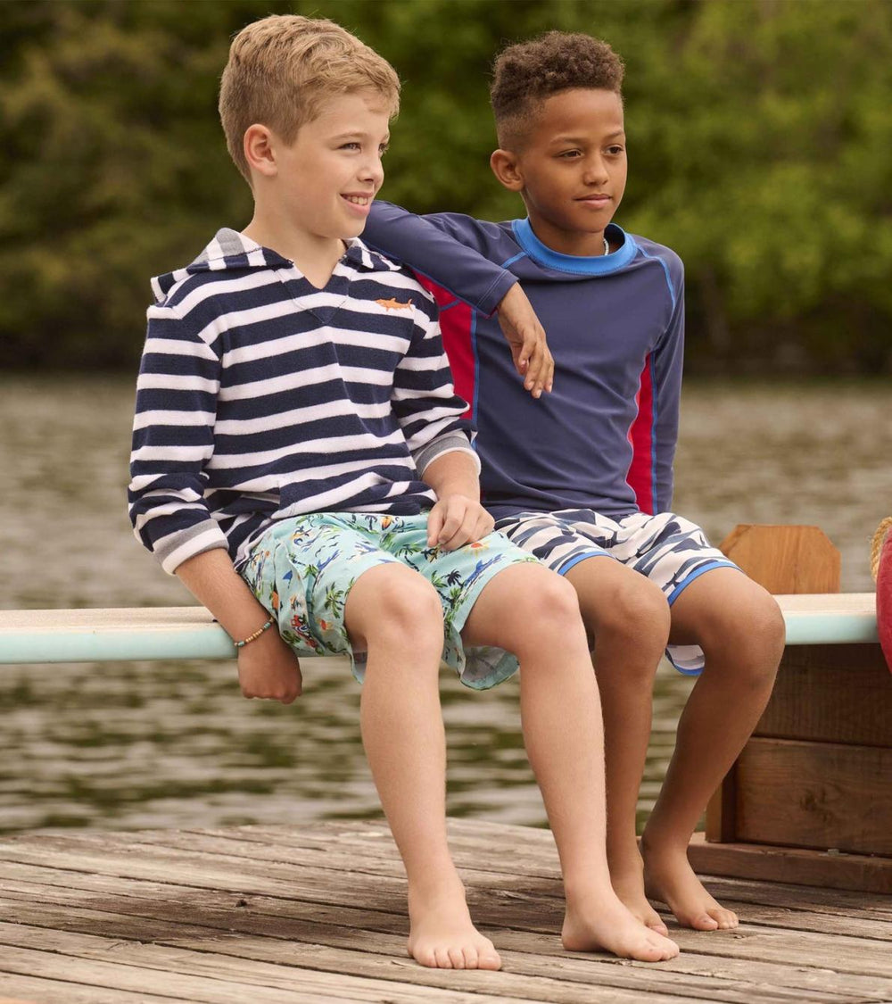 Hatley Swimwear | Boys Boys Deep Sea Stripes Terry Pullover Hoodie