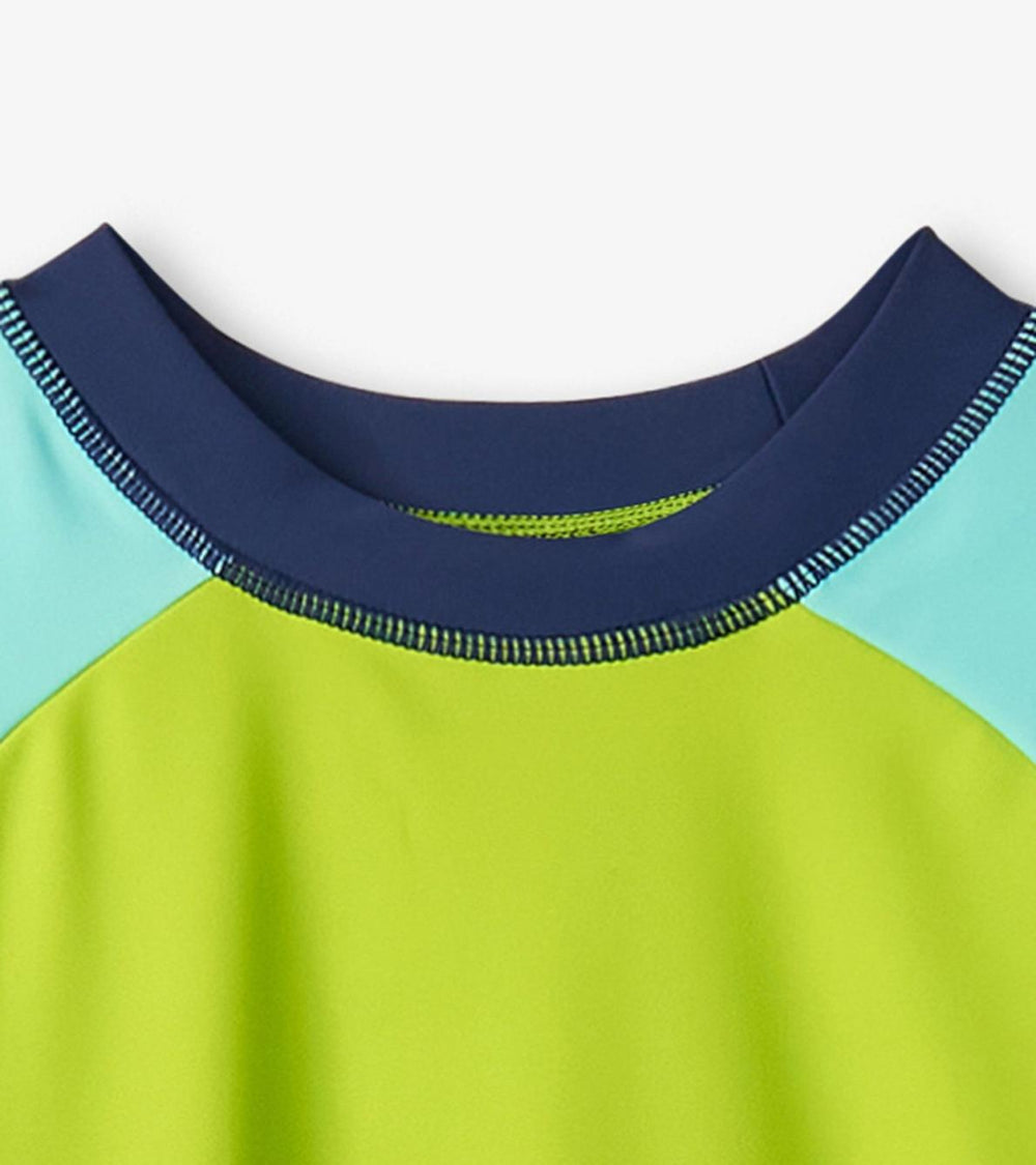 Hatley Swimwear | Boys Boys Lime Green Shark Short Sleeve Rashguard