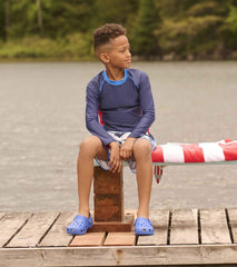 Hatley Swimwear | Boys Boys Nautical Colourblock Long Sleeve Rashguard