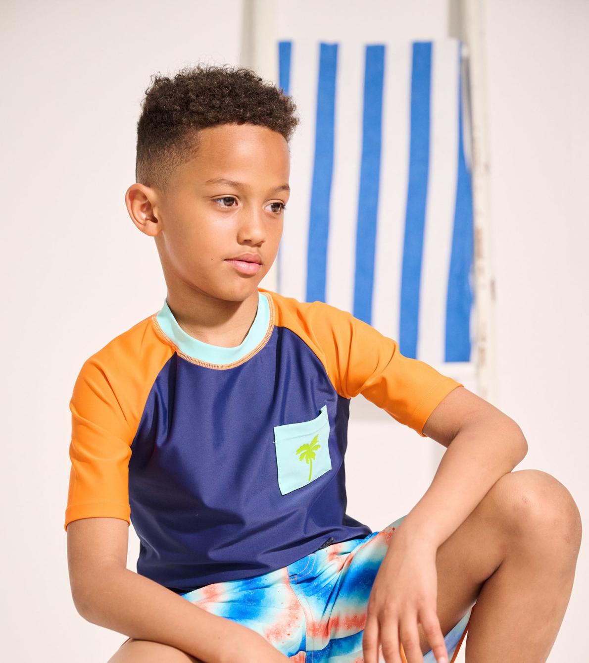 Hatley Swimwear | Boys Boys Palm Oranges Short Sleeve Rashguard