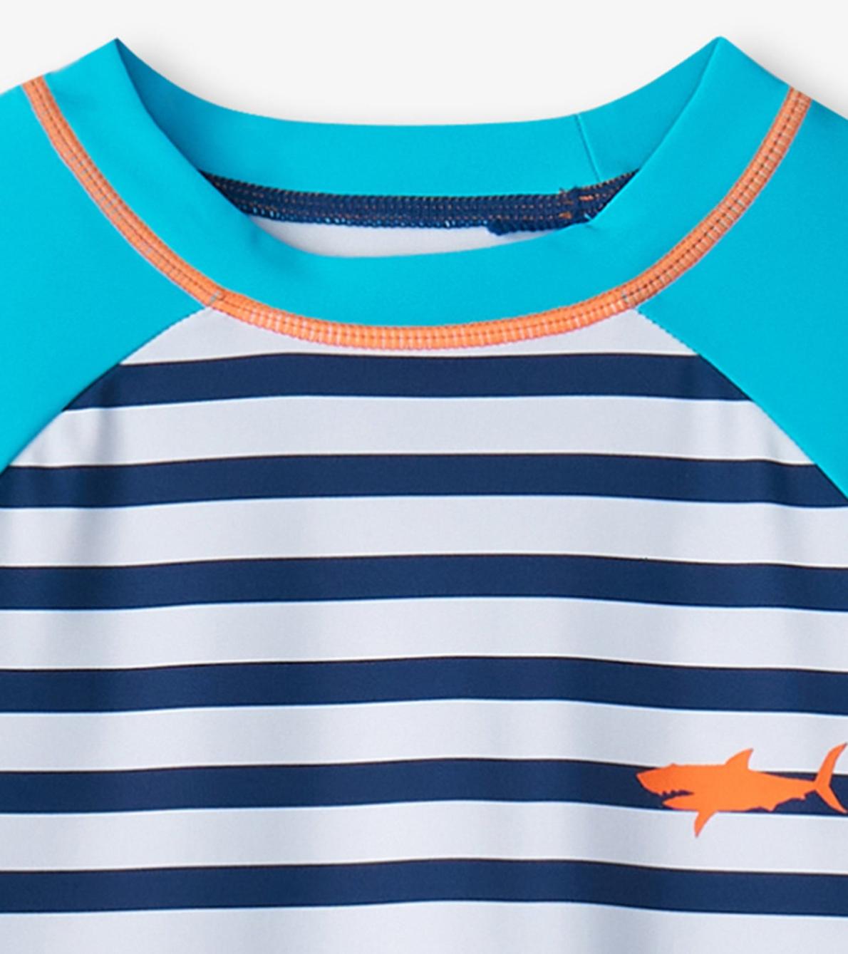 Hatley Swimwear | Boys Boys Shark Stripes Long Sleeve Rashguard