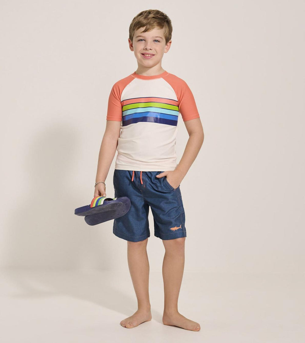 Hatley Swimwear | Boys Boys Surfer Stripes Short Sleeve Rashguard