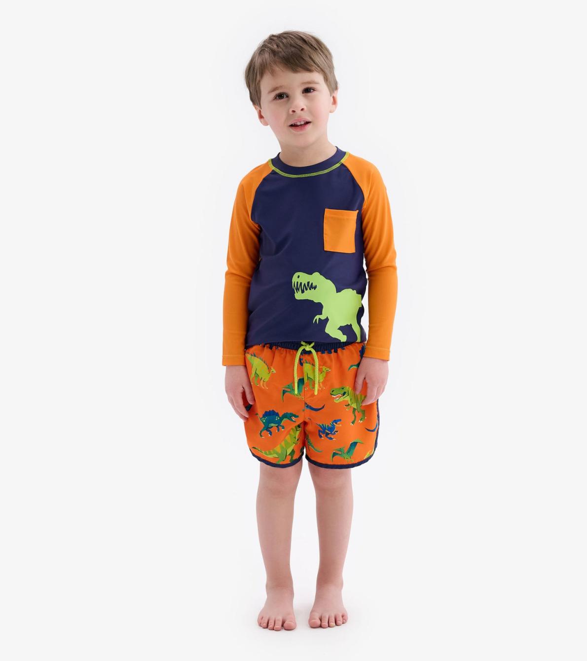 Hatley Swimwear | Boys Colourblock Dino Swim Shorts