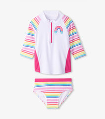 Hatley Swimwear | Girls Girls Dazzling Stripes Two-Piece Rashguard Set