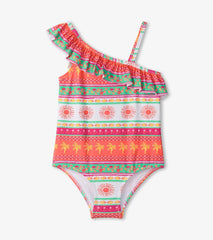 Hatley Swimwear | Girls Girls Ornate Tropicals Ruffle Trim Swimsuit