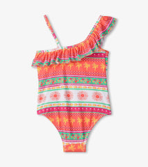 Hatley Swimwear | Girls Girls Ornate Tropicals Ruffle Trim Swimsuit