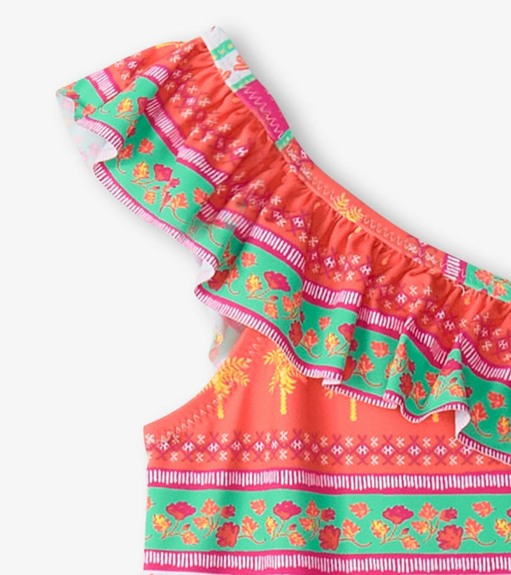 Hatley Swimwear | Girls Girls Ornate Tropicals Ruffle Trim Swimsuit