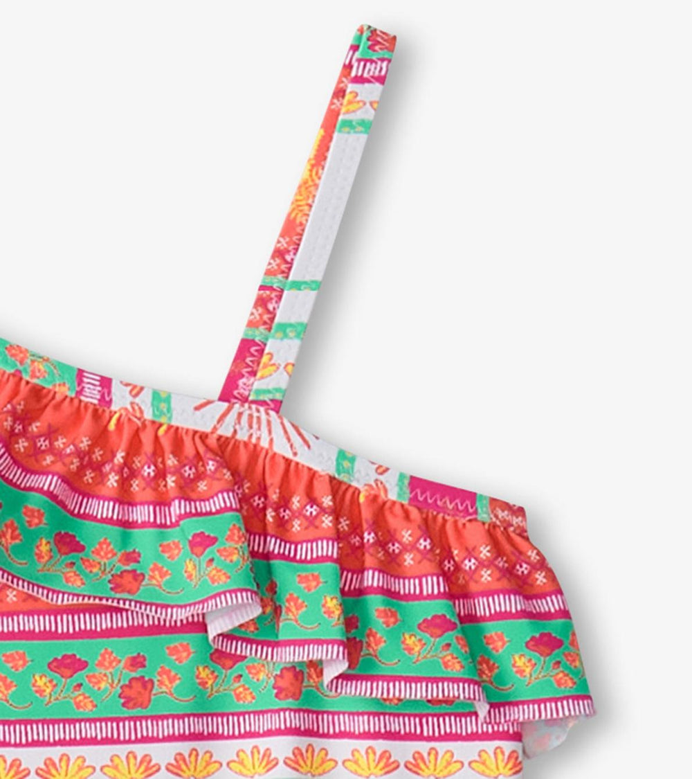 Hatley Swimwear | Girls Girls Ornate Tropicals Ruffle Trim Swimsuit