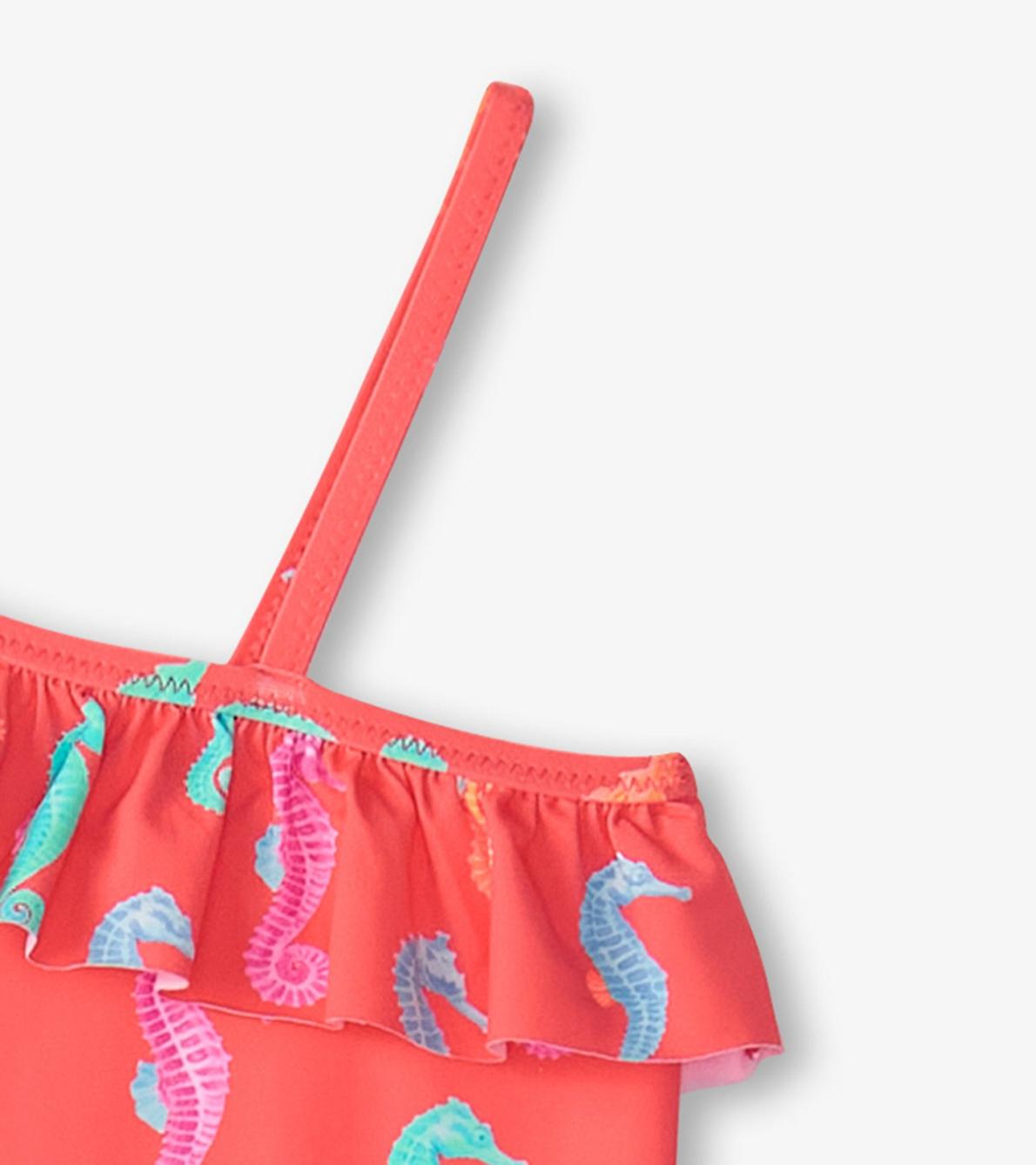 Hatley Swimwear | Girls Girls Painted Sea Horses Ruffle Trim Swimsuit