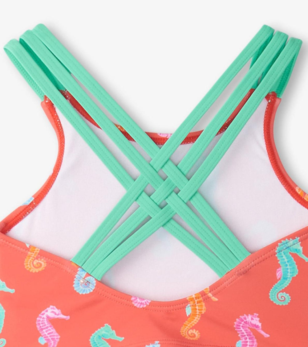 Hatley Swimwear | Girls Girls Painted Seahorse Two-Piece Crop Top Bikini Set