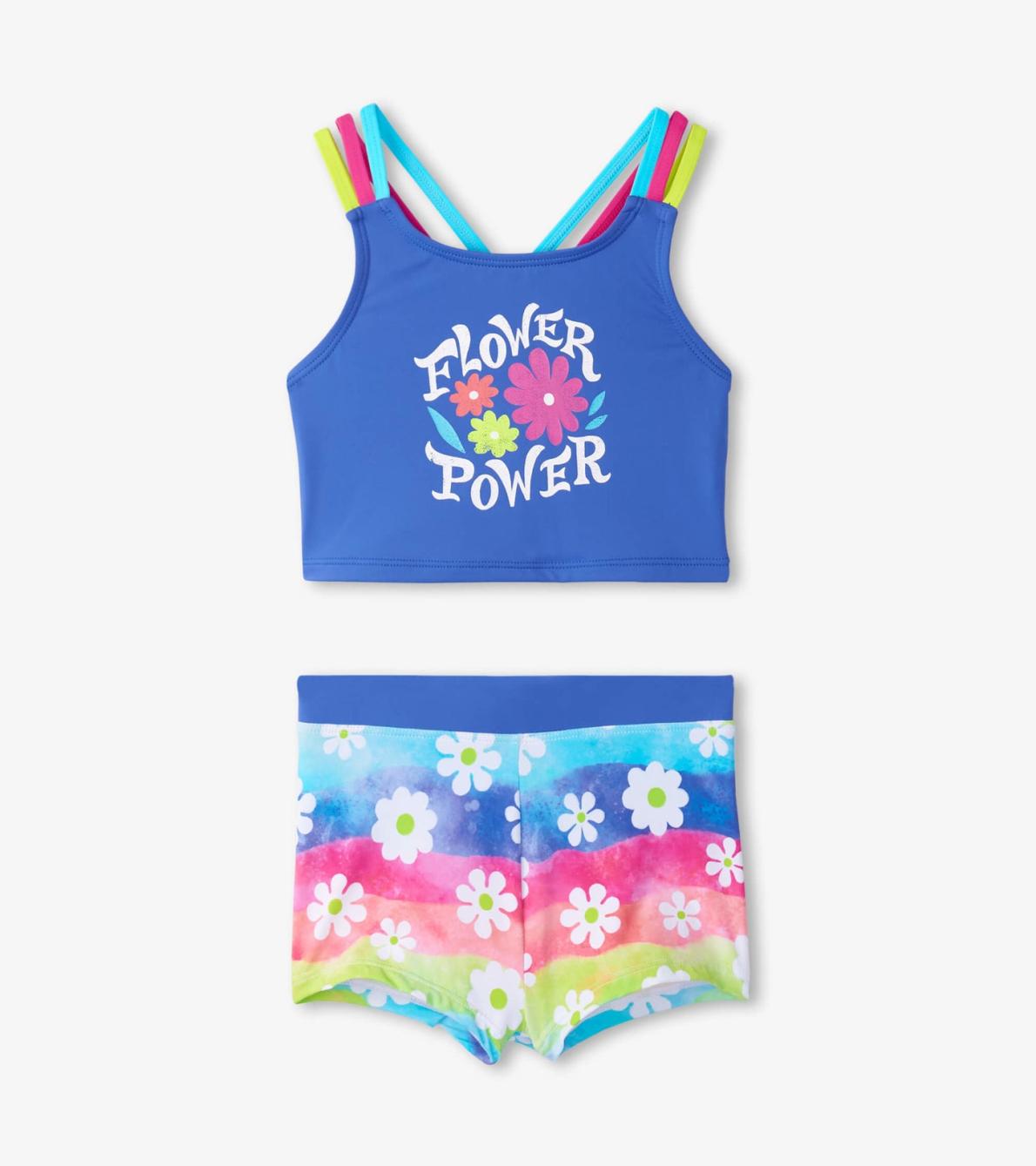 Hatley Swimwear | Girls Girls Rainbow Flower Two-Piece Crop Top Bikini Set