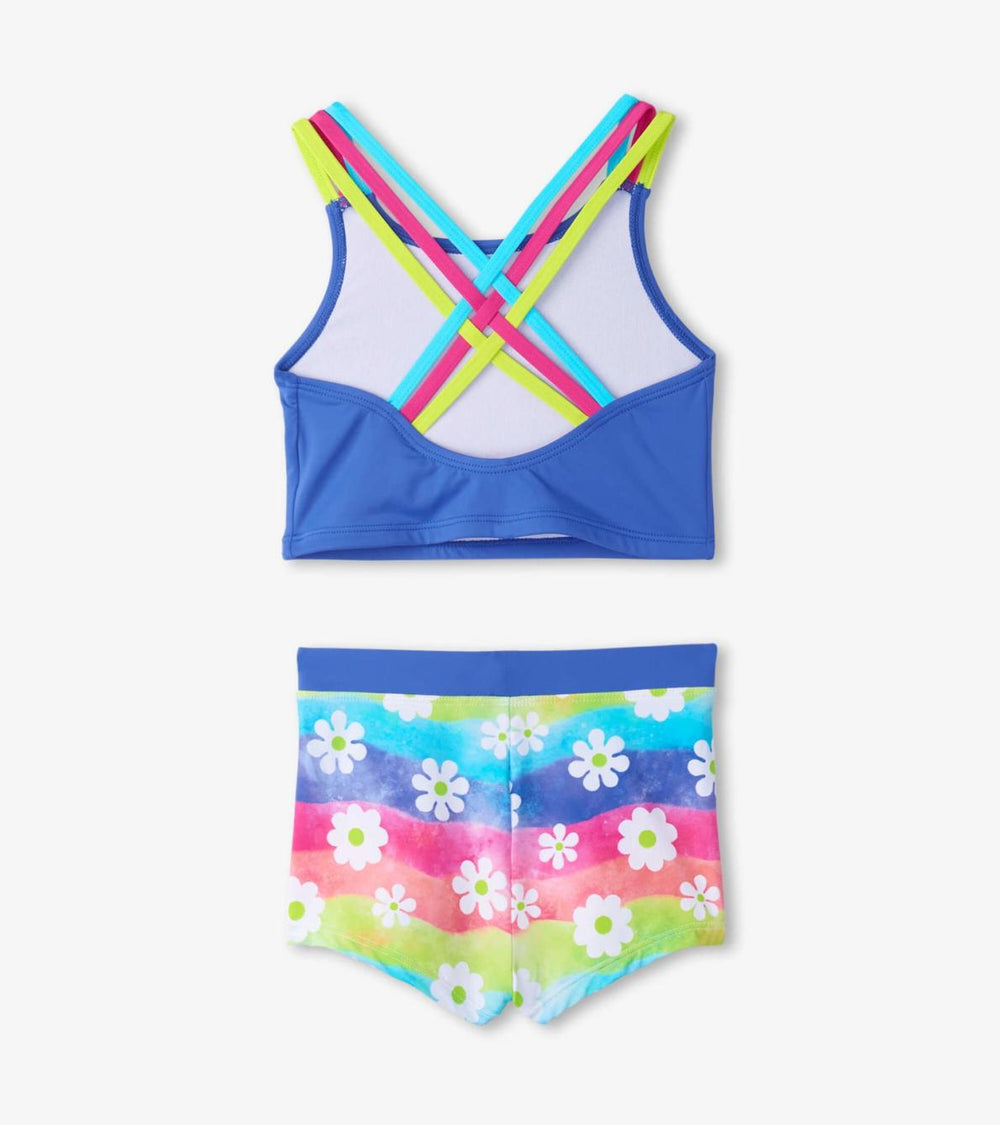 Hatley Swimwear | Girls Girls Rainbow Flower Two-Piece Crop Top Bikini Set