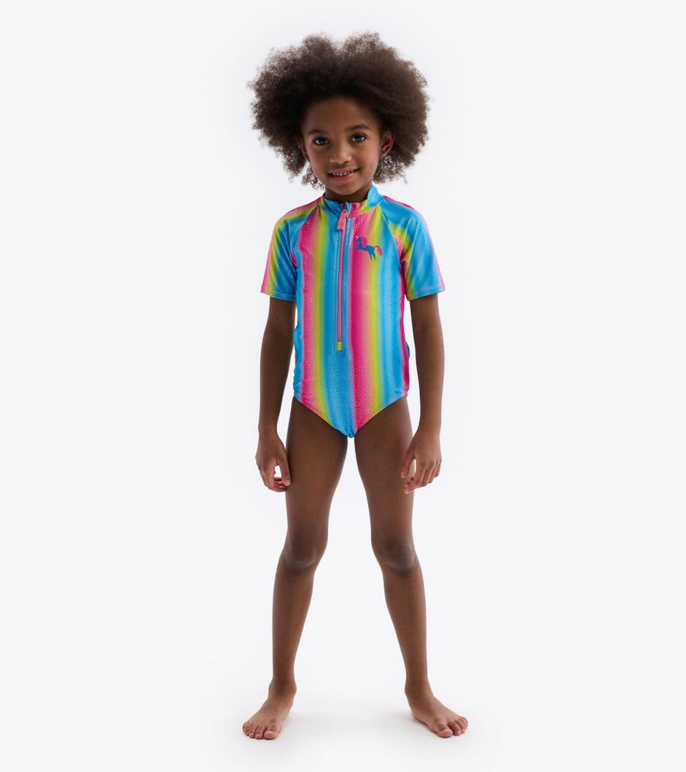 Hatley Swimwear | Girls Jelly Bean Rainbow Rashguard One Piece