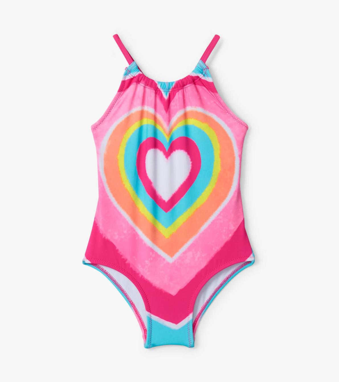 Hatley Swimwear | Girls Psychedelic Heart Gather Front Swimsuit