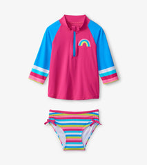 Hatley Swimwear | Girls Rainbow Stripe Rashguard Set