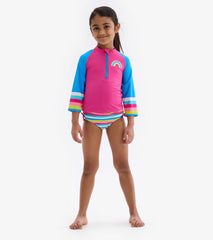 Hatley Swimwear | Girls Rainbow Stripe Rashguard Set
