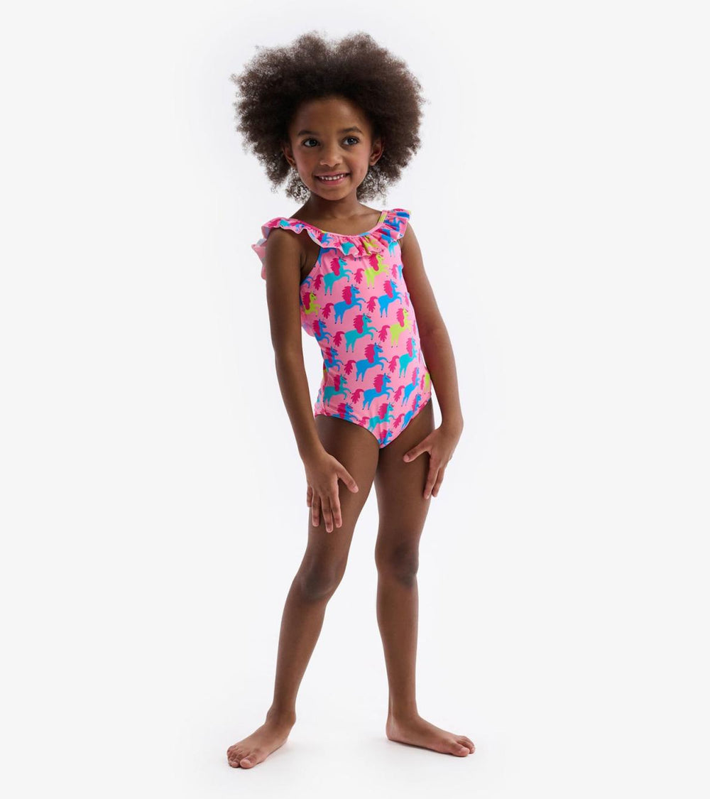 Hatley Swimwear | Girls Rock Star Unicorn Ruffle Sleeve Swimsuit