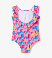 Hatley Swimwear | Girls Rock Star Unicorn Ruffle Sleeve Swimsuit