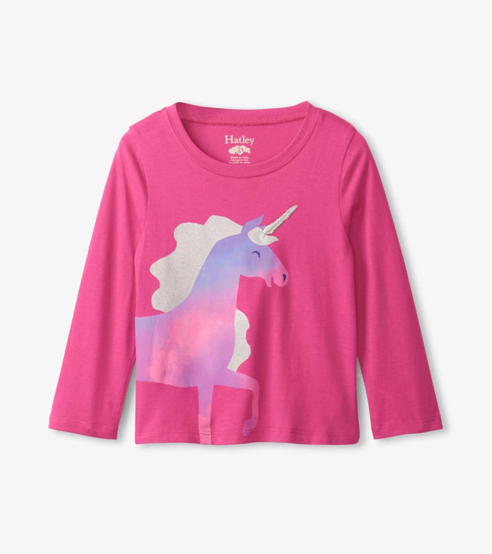 Hatley Tops | Baby &amp; Toddler Rasberry Unicorn Long Sleeve T-Shirt