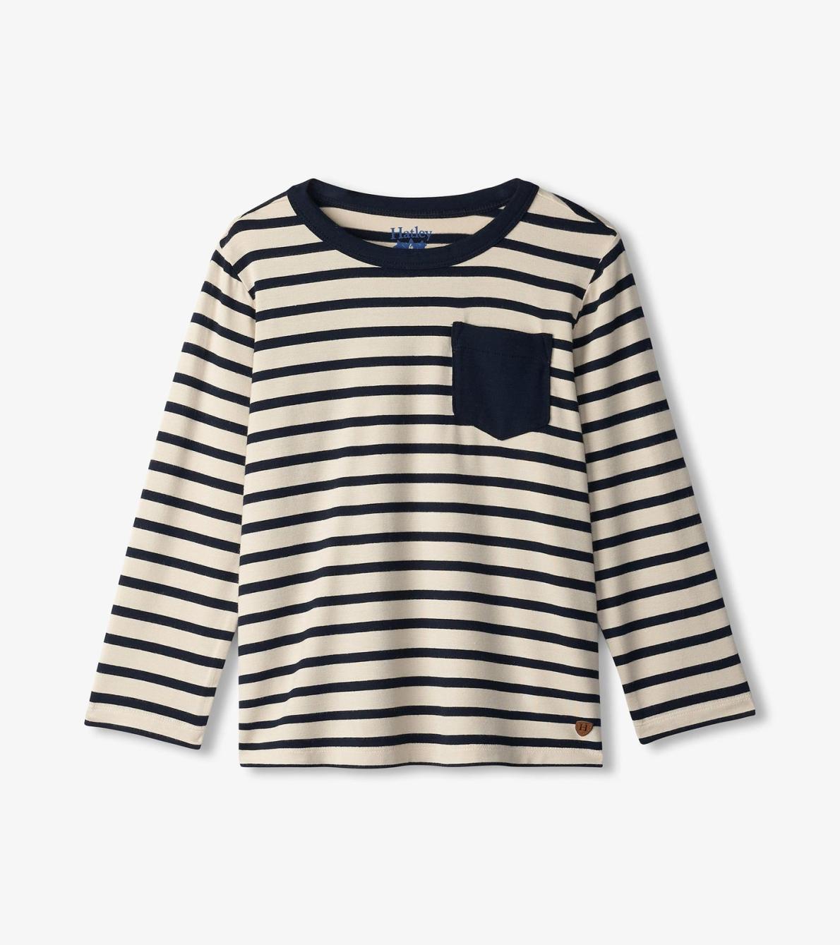Hatley Tops | Boys Boys Black &amp; Cream Long Sleeve Bamboo T-Shirt