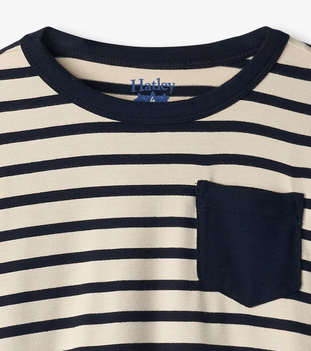 Hatley Tops | Boys Boys Black &amp; Cream Long Sleeve Bamboo T-Shirt