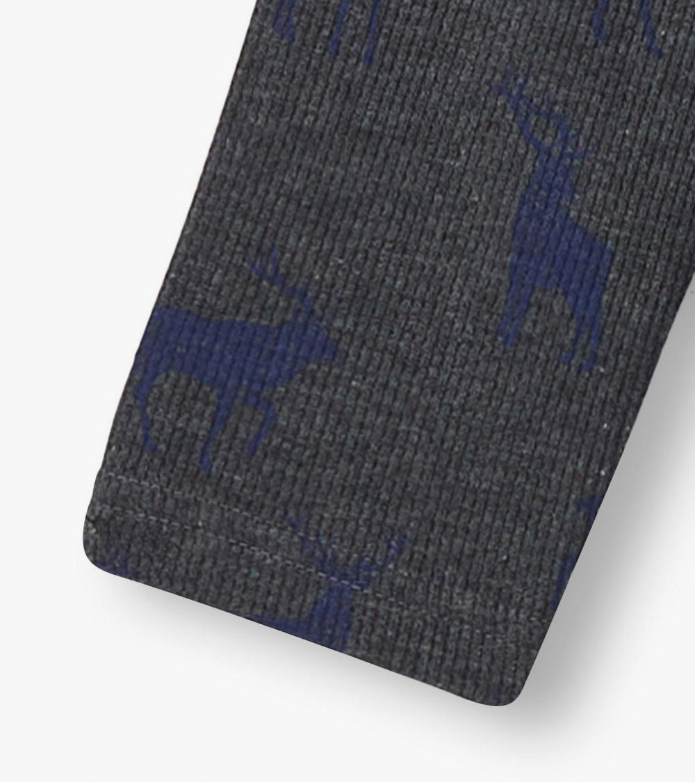 Hatley Tops | Boys Boys Blue Elks Long Sleeve Henley T-Shirt