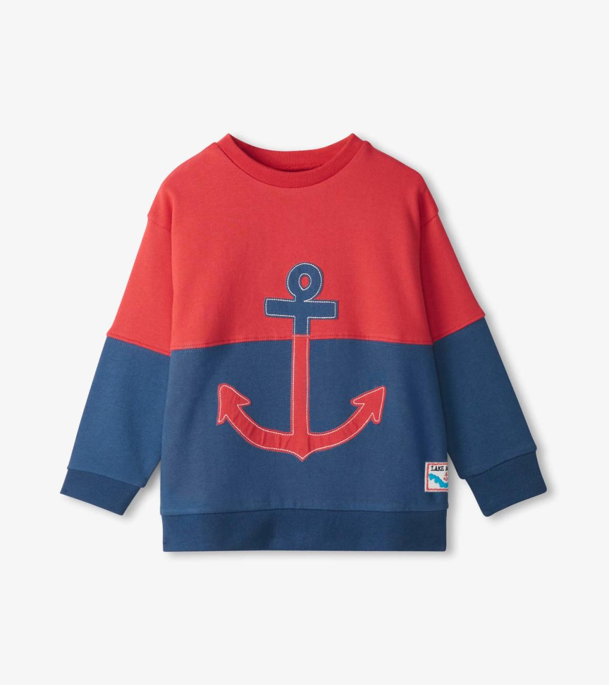 Hatley Tops | Boys Boys Colour Block Anchor Pullover Sweatshirt
