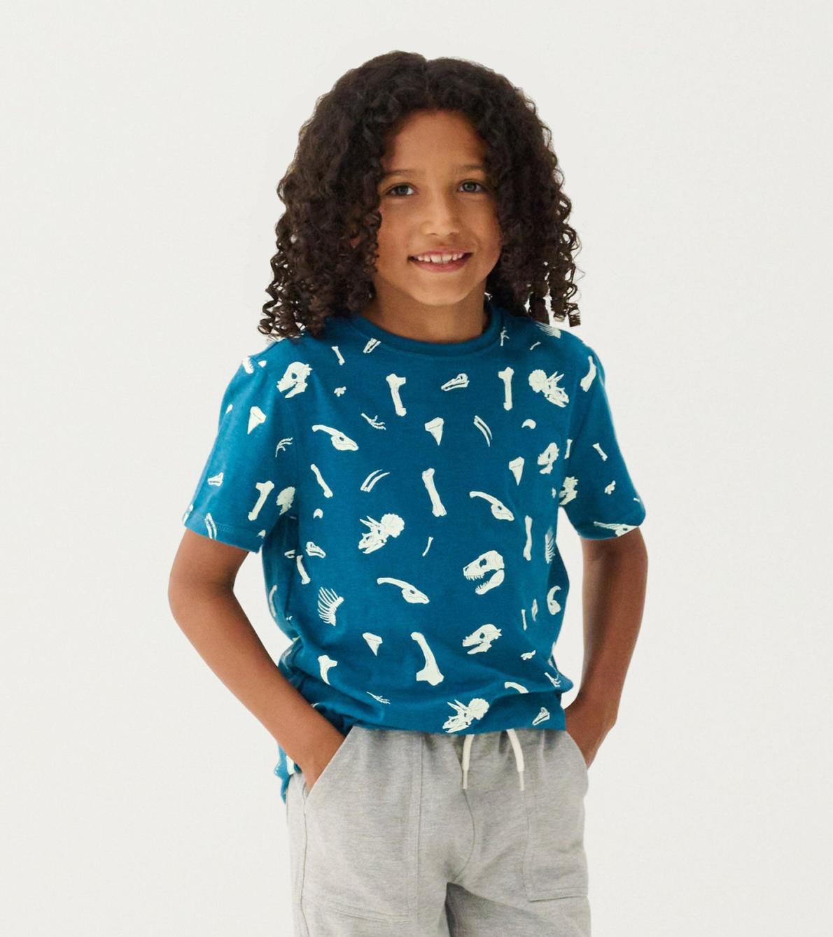 Hatley Tops | Boys Boys Dino Fossils Glow In The Dark Graphic Tee