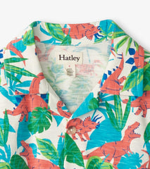 Hatley Tops | Boys Boys Jungle Dino Short Sleeve Jersey Button Down