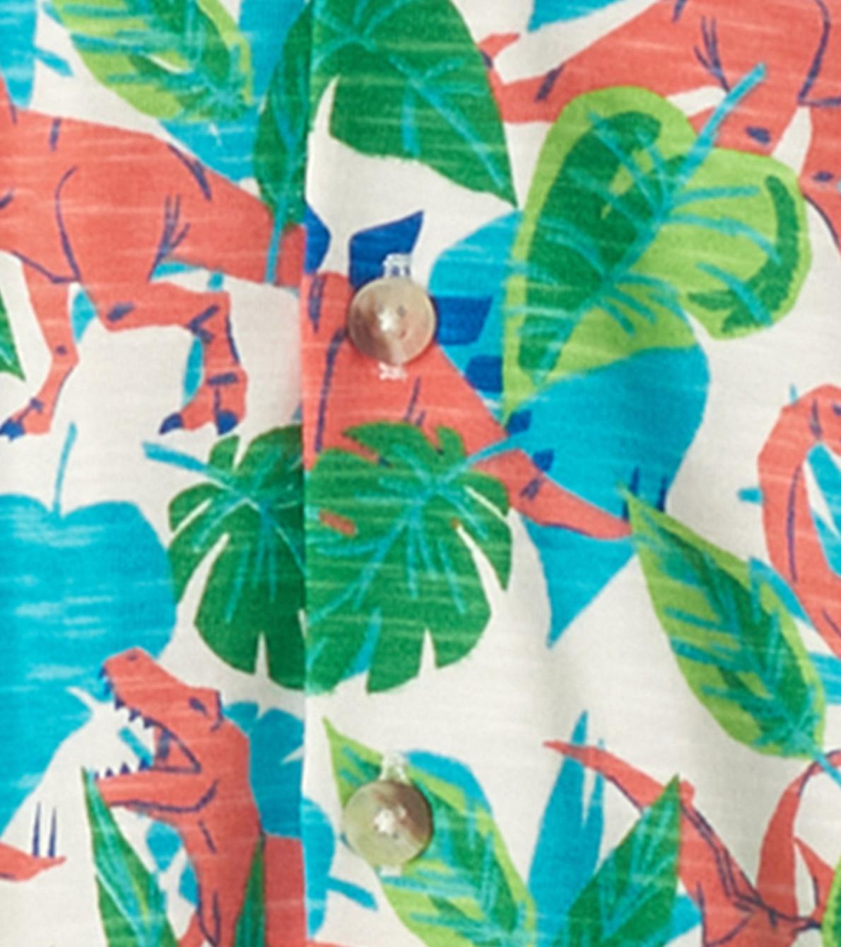 Hatley Tops | Boys Boys Jungle Dino Short Sleeve Jersey Button Down