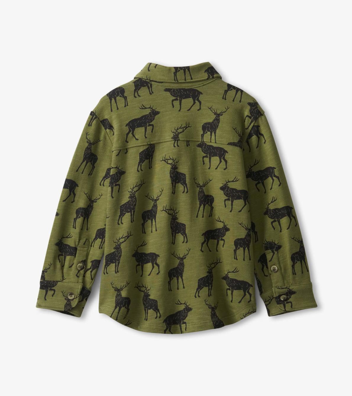 Hatley Tops | Boys Boys Magestic Elk Jersey Button Down Shirt