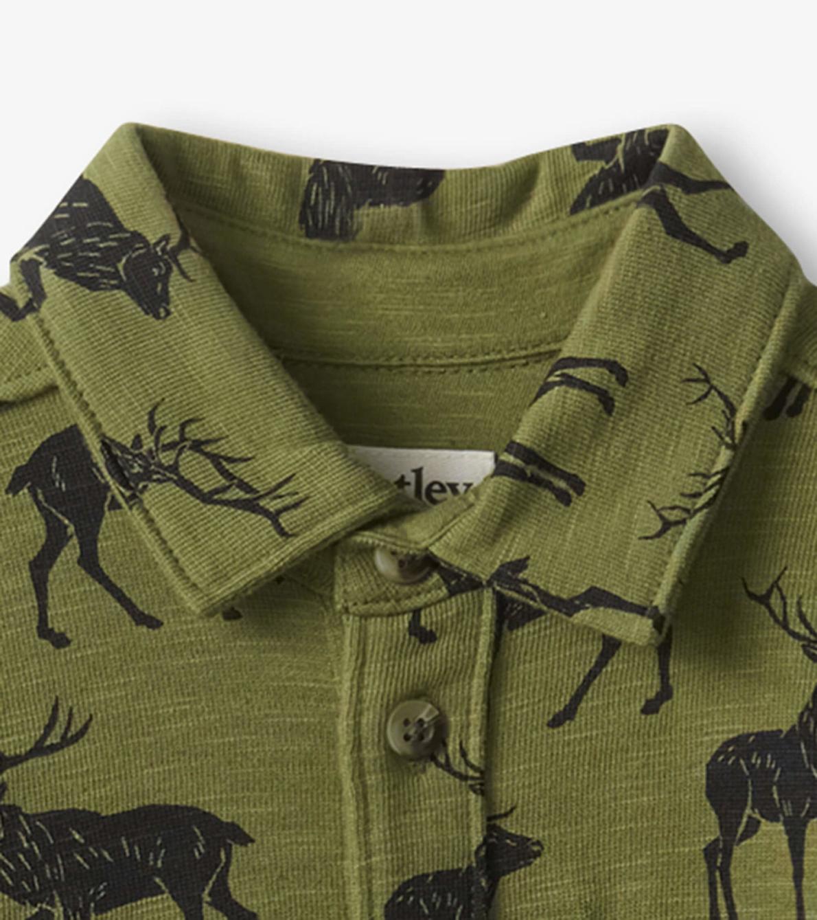 Hatley Tops | Boys Boys Magestic Elk Jersey Button Down Shirt