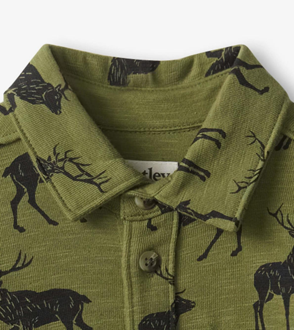 Hatley Tops | Boys Boys Magestic Elk Jersey Button Down Shirt