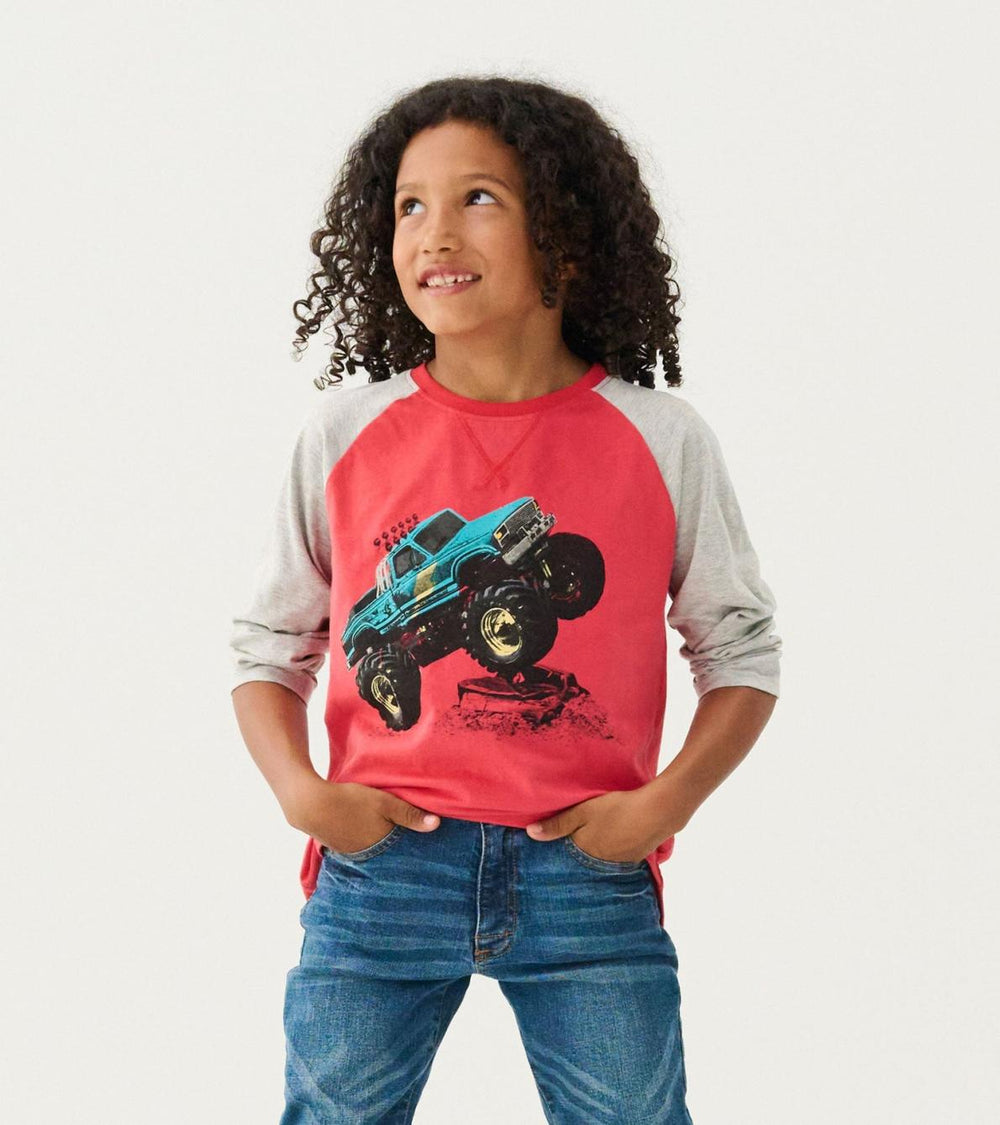 Hatley Tops | Boys Boys Monster Trucks Long Sleeve Raglan T-Shirt