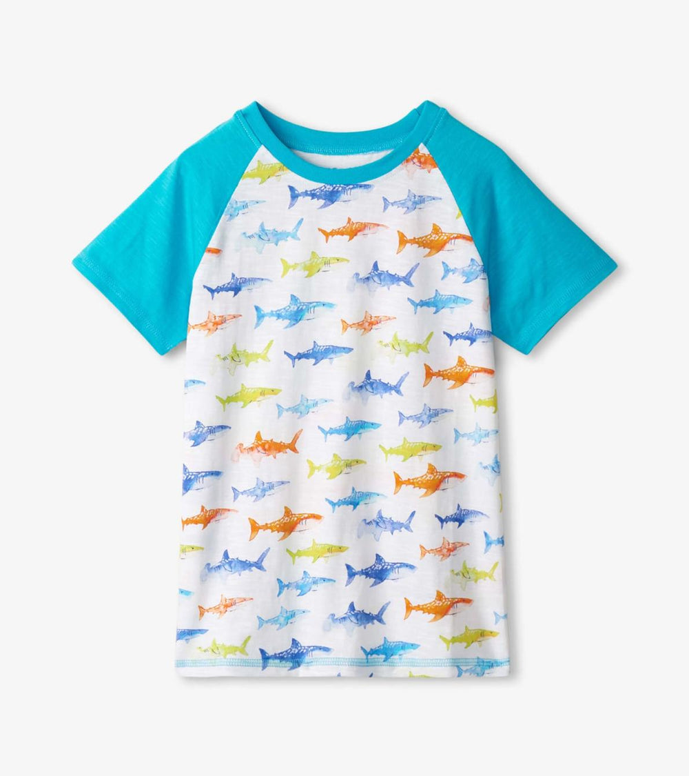 Hatley Tops | Boys Boys Painted Sharks Raglan T-Shirt