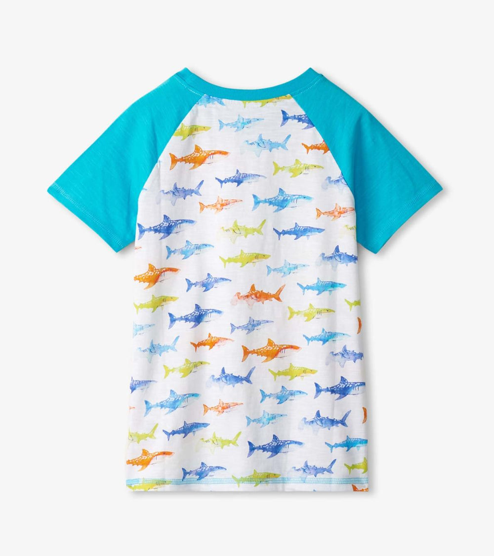 Hatley Tops | Boys Boys Painted Sharks Raglan T-Shirt