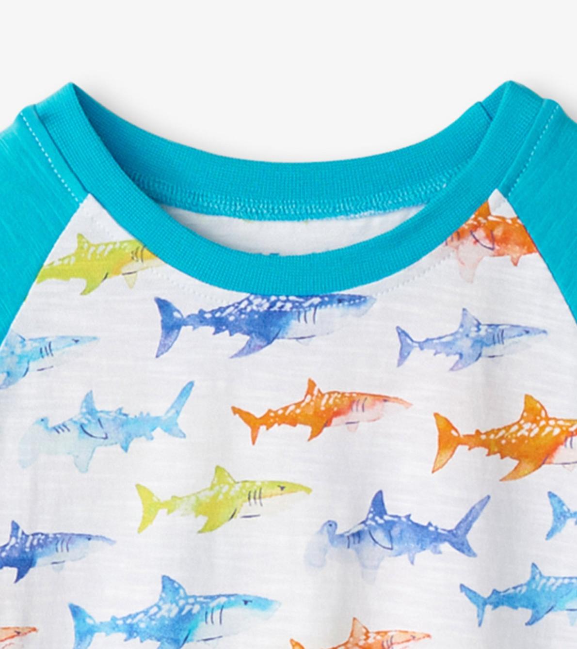 Hatley Tops | Boys Boys Painted Sharks Raglan T-Shirt