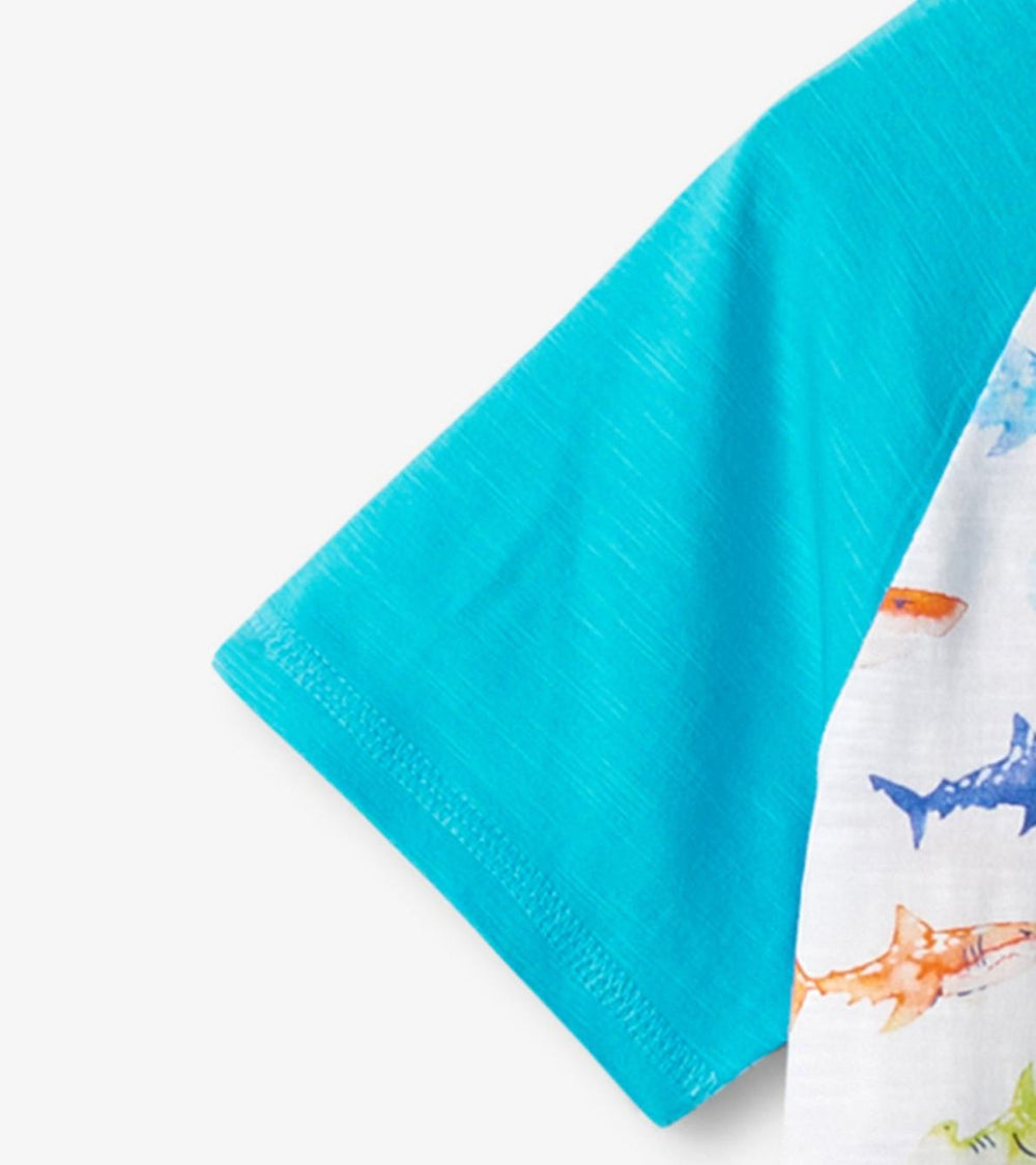 Hatley Tops | Boys Boys Painted Sharks Raglan T-Shirt
