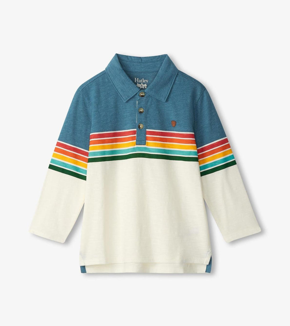 Hatley Tops | Boys Boys Retro Stripes Long Sleeve Panelled Polo
