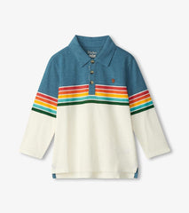 Hatley Tops | Boys Boys Retro Stripes Long Sleeve Panelled Polo