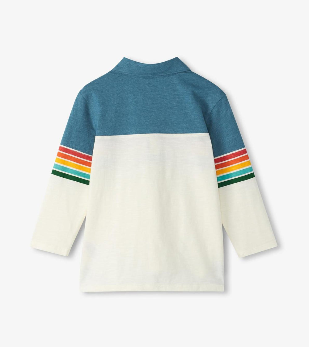 Hatley Tops | Boys Boys Retro Stripes Long Sleeve Panelled Polo