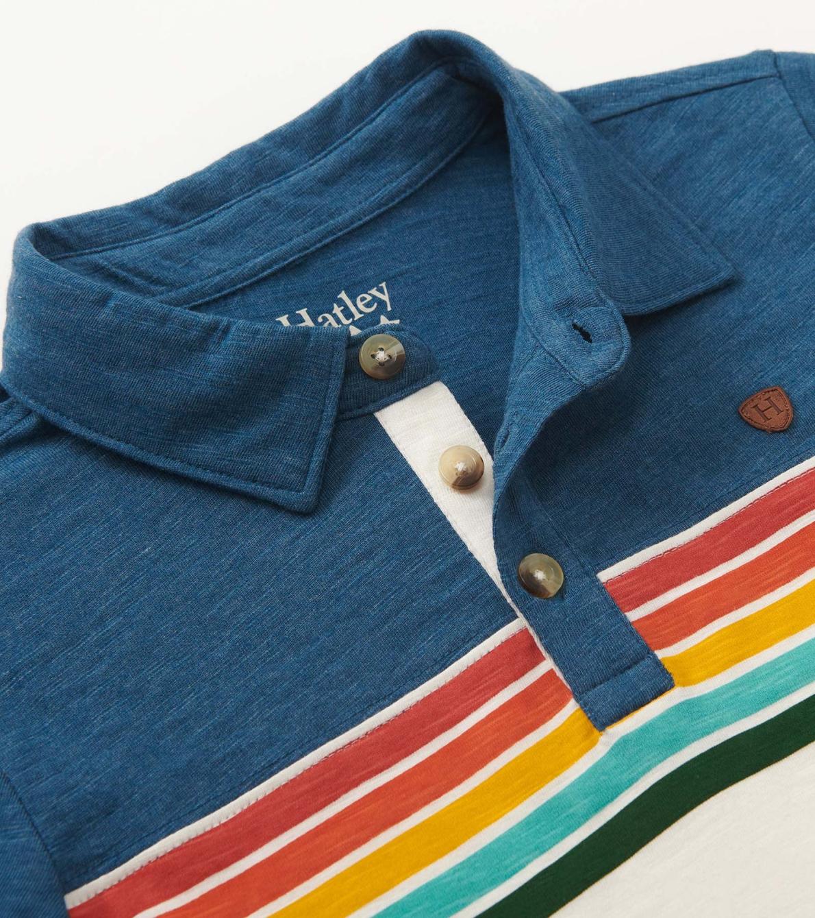 Hatley Tops | Boys Boys Retro Stripes Long Sleeve Panelled Polo