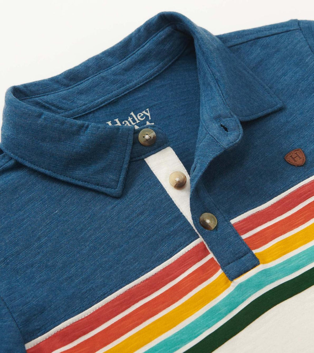 Hatley Tops | Boys Boys Retro Stripes Long Sleeve Panelled Polo
